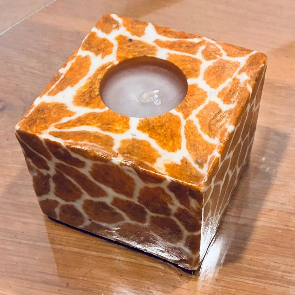 NWOT Animal Print Giraffe Print Candles Set (Ellipse & Square Candles)